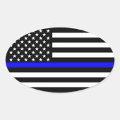 Dekoration der American Thin Blue Line Ovaler Aufkleber (Vorderseite)
