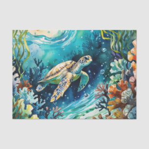 Dekoration der Aquarellmeerschildkröten Seidenpapier