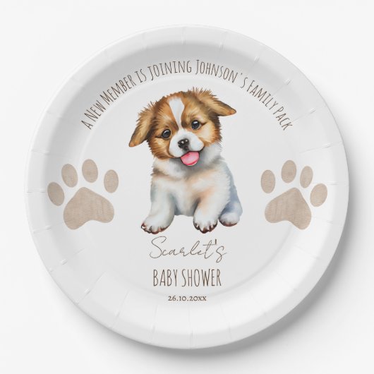 Dekoration der Babydusche nach dem Thema "Welpenhu Pappteller (Vorderseite)