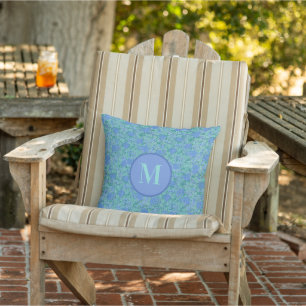 Dekoration der blauen und Aqua Floral Summer Monog Kissen