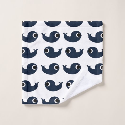 Dekoration der Blauwale an der Küste Badhandtuch Set (Waschlappen)