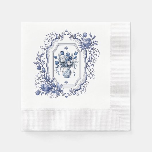 Dekoration der Blue Floral-Tablets von Napkin Delf Serviette (Vorderseite)