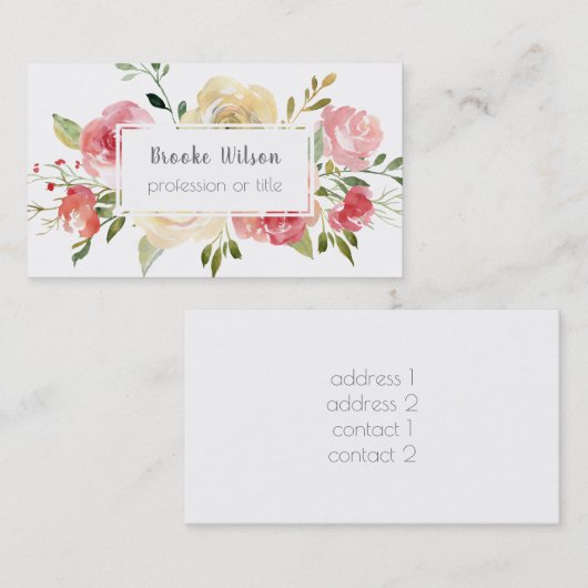 Dekoration der Blume Visitenkarte (Vorne/Hinten)