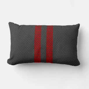 Dekoration der Burgund Red Carbon Racing Stripes Lendenkissen