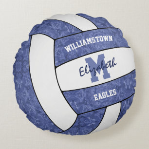 Dekoration der denim blauen Volleyballmädchen Rundes Kissen