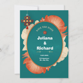 Dekoration der grünen Roten Blume Einladung zur Ho