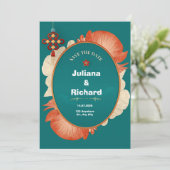 Dekoration der grünen Roten Blume Einladung zur Ho (Stehend Vorderseite)