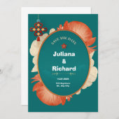 Dekoration der grünen Roten Blume Einladung zur Ho (Vorne/Hinten)