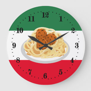 Dekoration der italienischen Spaghetti-Fleischbäl Große Wanduhr