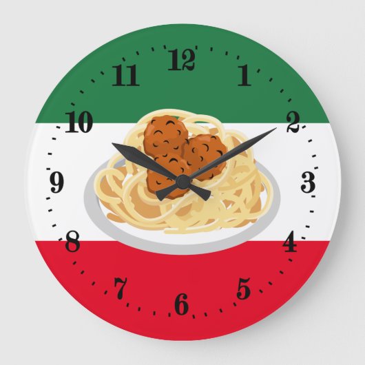 Dekoration der italienischen Spaghetti-Fleischbäll Große Wanduhr (Vorderseite)