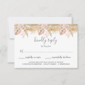 Dekoration der neutralen Palme und Pampas-Blume Ho RSVP Karte (Vorderseite)