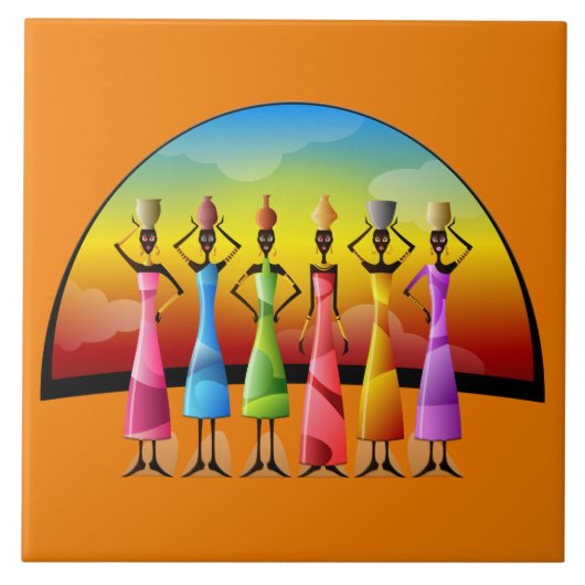 Dekoration der niedlichen Afrikanischen Stammesfra Fliese (Vorderseite)