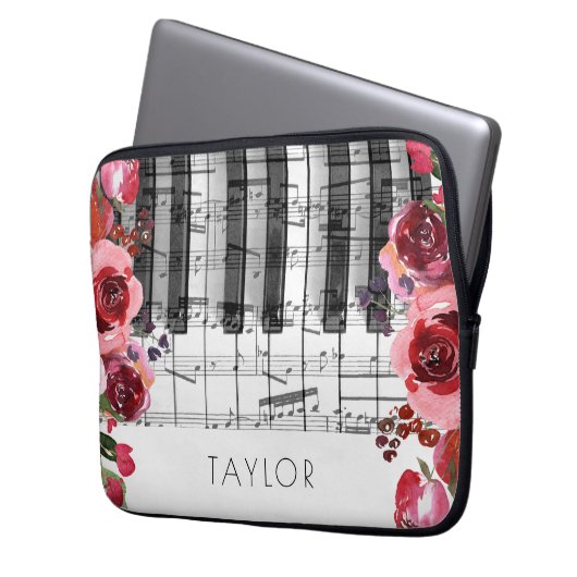 Dekoration der rosa Blume des Piano Marsala Laptopschutzhülle (Vorderseite Links)