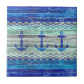 Dekoration der Rustikalen Navy Blue Coastal Anker Fliese (Vorderseite)