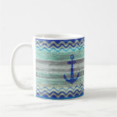Dekoration der Rustikalen Navy Blue Coastal Anker Kaffeetasse (Links)