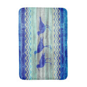 Dekoration der Rustikalen Navy Blue Coastal Sandpi Badematte (Vorderseite Vertikal)