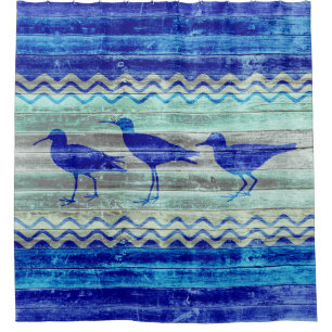 Dekoration der Rustikalen Navy Blue Coastal Sandpi Duschvorhang