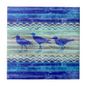 Dekoration der Rustikalen Navy Blue Coastal Sandpi Fliese (Vorderseite)