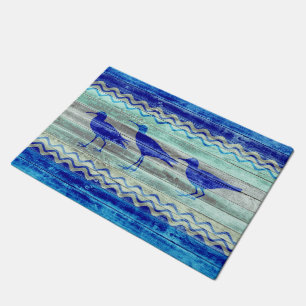 Dekoration der Rustikalen Navy Blue Coastal Sandpi Fußmatte