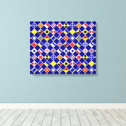 Dekoration der überprüften Nautical Signal Flags Leinwanddruck (Insitu (Holzboden))