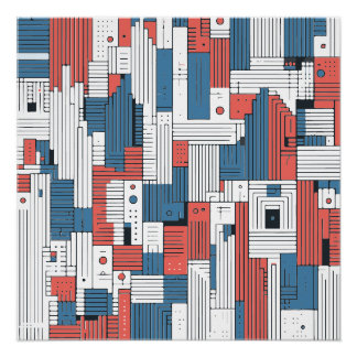 Dekoration der Wand in Rot und Blau