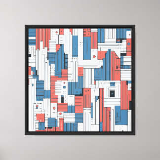 Dekoration der Wand in Rot und Blau Leinwanddruck