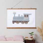Dekoration des Blue Train Kids Room Wandteppich Mit Holzrahmen (Schlafzimmer)
