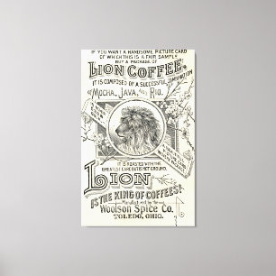 Dekoration des Cafés Vintag Chic Lion Coffee Adver Leinwanddruck