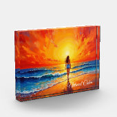 Dekoration des Girl Sunset Beach Fotoblock (Links)
