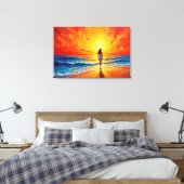 Dekoration des Girl Sunset Beach Leinwanddruck (Insitu (Schlafzimmer))