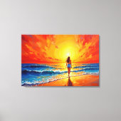 Dekoration des Girl Sunset Beach Leinwanddruck (Vorderseite)