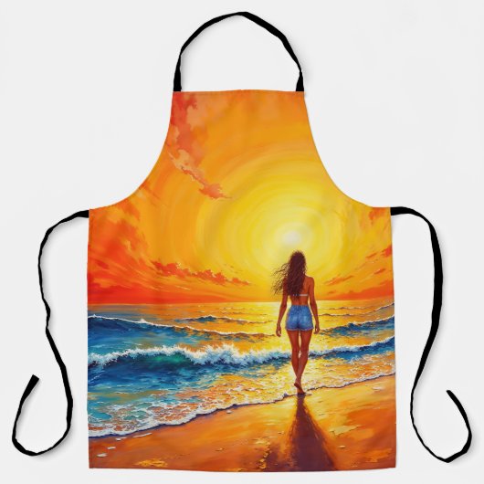 Dekoration des Girl Sunset Beach Schürze (Vorderseite)