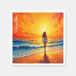 Dekoration des Girl Sunset Beach Serviette