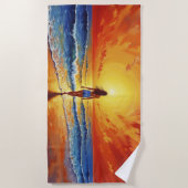 Dekoration des Girl Sunset Beach Strandtuch (Vorderseite)