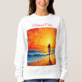Dekoration des Girl Sunset Beach Sweatshirt (Vorderseite)
