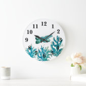 Dekoration des Meeresschildkröten-Korallenriffs Große Wanduhr (Zuhause)