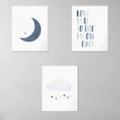 Dekoration des Navy Blue Moon and Stars Kinderzimm Bilderwand Sets (Vorderseite)
