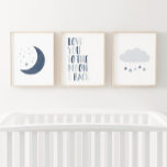 Dekoration des Navy Blue Moon and Stars Kinderzimm Bilderwand Sets<br><div class="desc">Die passenden Moon-,  Cloud- und 'Liebe'-Drucke des kleinen Raumes werden gebessert.</div>