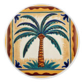 Dekoration des Palm Tree Yellow Brown & Green Beac Keramikknauf (Vorderseite)