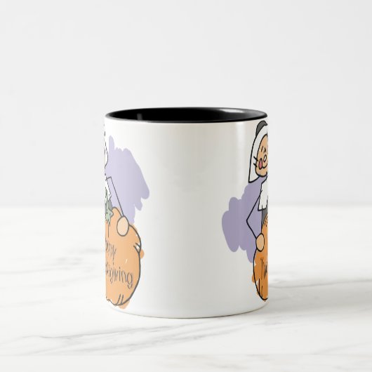 Dekoration des Pilgrim-Erntedanks Zweifarbige Tasse (Mittel)