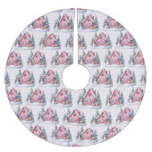 Dekoration des Pink Gingerbread House Polyester Weihnachtsbaumdecke (Vorderseite)