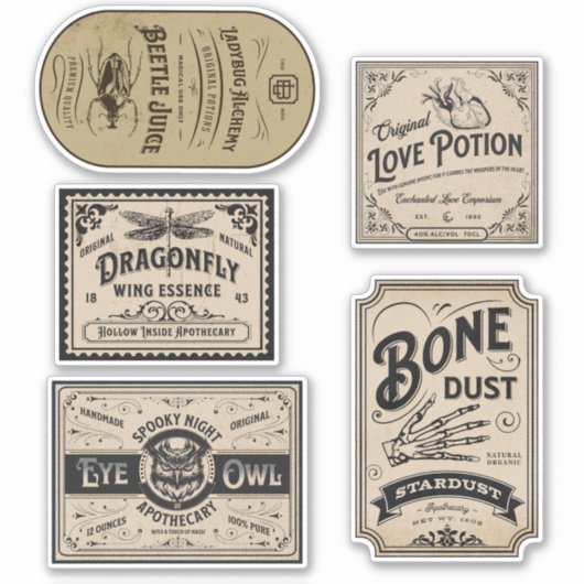 Dekoration des Vintagen Hexentaubers Aufkleber (Vorderseite)