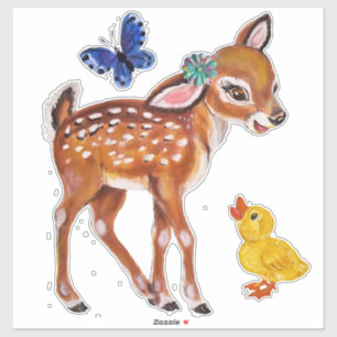 Dekoration des Vintagen Hirschente-Schmetterling-K Aufkleber