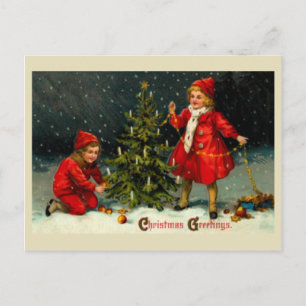 Dekoration des Weihnachtsbaums-Kinder Feiertagspostkarte