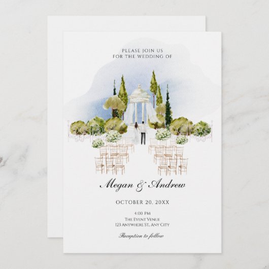 Dekoration eines Hochzeitsgartens Einladung (Vorne/Hinten)