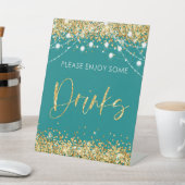 Dekoration für aquamarines Gold Drink Party Sockelschild (In SItu)