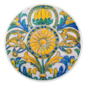 Dekoration Gelb-Gelb-Blütendekoration Keramikknauf (Vorderseite)