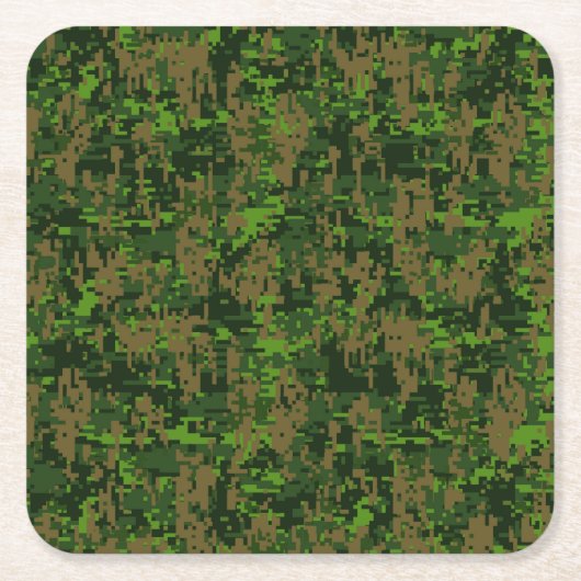 Dekoration im Holzstil: Digital Green Camouflage Rechteckiger Pappuntersetzer (Vorderseite)