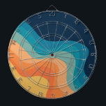 Dekoration im Retrostil Dartscheibe<br><div class="desc">Geometrische Muster-Abbildung im Retrostil mit gelben,  orangefarbenen,  blauen,  marineblauen und türkisfarbenen Streifen</div>