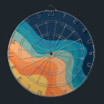 Dekoration im Retrostil Dartscheibe<br><div class="desc">Geometrische Muster-Abbildung im Retrostil mit gelben,  orangefarbenen,  blauen,  marineblauen und türkisfarbenen Streifen</div>